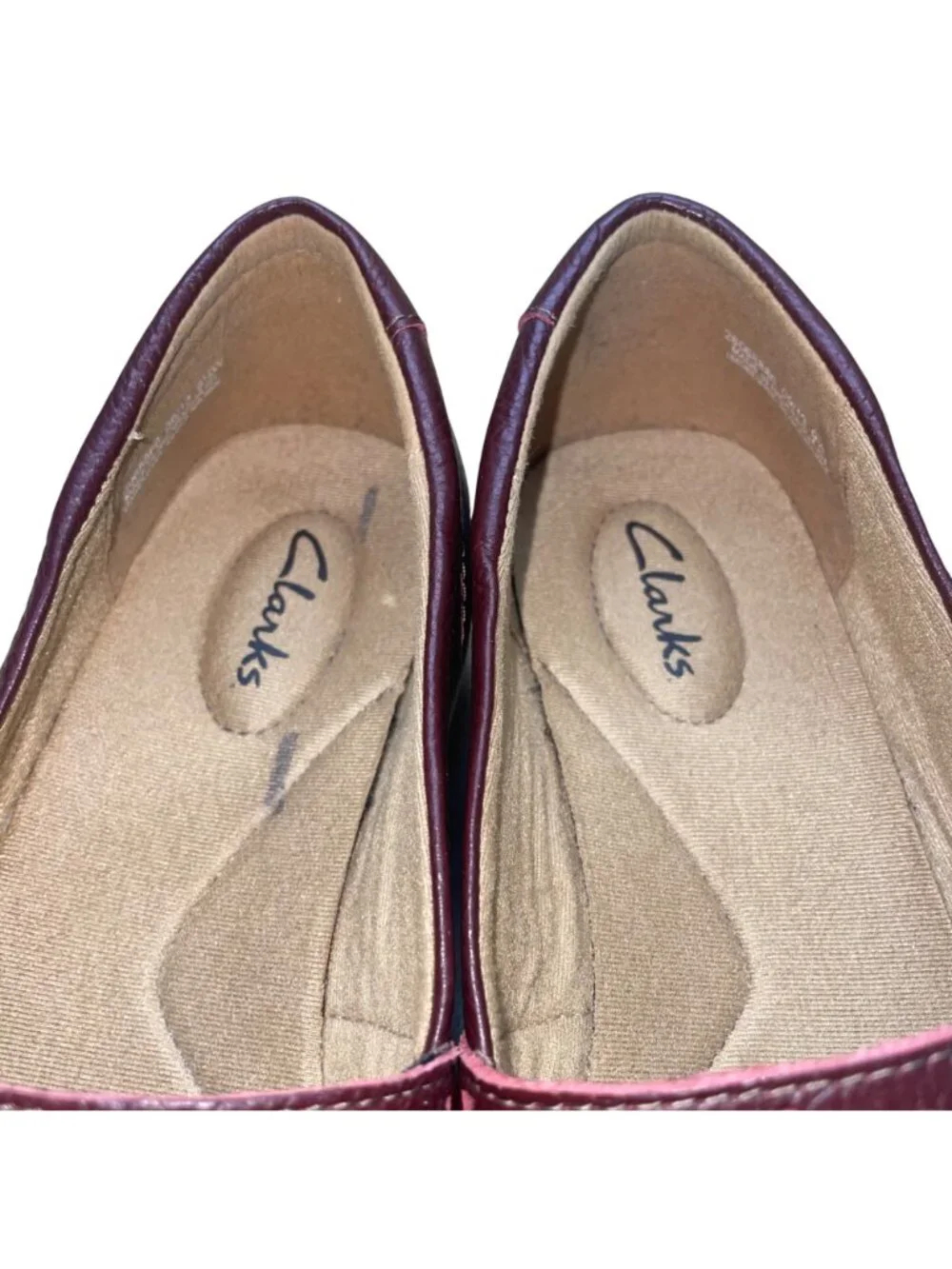 Clarks Womens Burgundy Leather Comfortable Casual  Mary Jane Shoes Size 9.5W